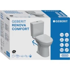 Geberit WC à Poser Renova Comfort Sans Bride 3/6 Litres -Bain Salle Produit Magasin arum rimfree 08322300000201 fermeture standard 4