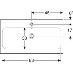 Geberit Lavabo Icon Light 90 Cm 1 Trou Robinetterie Et 1 Trop-plein -Bain Salle Produit Magasin bastia de 50 cm avec trop plein de longueur 50 cm ref 00109900000 2