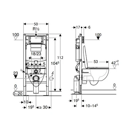 Geberit Bâti-support Duofix WC 112 Cm Avec Réservoir à Encaster, Plaque De Déclenchement Et WC Suspendu 4 Geberit Bâti-support Duofix WC 112 Cm Avec Réservoir à Encaster, Plaque De Déclenchement Et WC Suspendu – Image 2