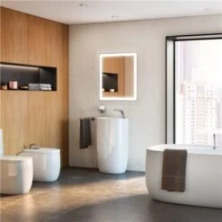 Roca Lavabo Beyond Totem 50x45x88 Cm Blanc Mat -Bain Salle Produit Magasin beyond lavabo a3270b0620 500 x 450 x 880 1 trou perce a droite blanc mat 3