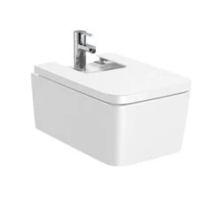 Roca Bidet Suspendu Inspira Square Blanc Brillant, 37x56x23 Cm, 1 Trou Percé, 2 Trous Préperçés