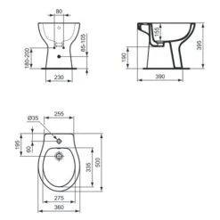 Ideal Standard Bidet Sur Pied Ulysse 50x36 Cm Blanc
