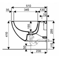 Geberit Bidet Suspendu Acanto Caréné 29x35x51 Cm -Bain Salle Produit Magasin bidet suspendu acanto 500601015 2