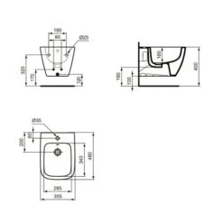 Ideal Standard Bidet Sur Pied I.Life S 35,5x48x29,8 Cm Blanc -Bain Salle Produit Magasin bidet suspendu en gres fin 355x48x298 cm 5