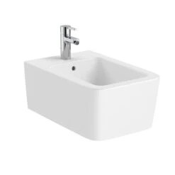 Roca Bidet Suspendu Inspira Square Blanc Mat, 23x37x56 Cm, 1 Trou Percé, 2 Trous Préperçés