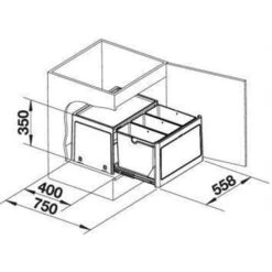 Blanco Poubelle Sous évier Botton Pro 60/3, 3 Bacs 39 Litres Automatique -Bain Salle Produit Magasin botton pro 60 3 517470 plastique 3