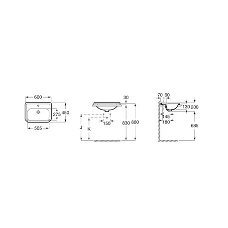 Roca Vasque Carmen 60x45 Cm Noir Brillant 1 Trou 4 Roca Vasque Carmen 60x45 Cm Noir Brillant 1 Trou – Image 2