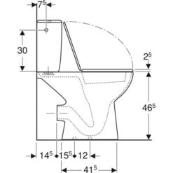 Geberit WC à Poser Bastia Avec Bride 3/6 Litres -Bain Salle Produit Magasin dito 2 sortie horizontale 08337200000201 fermeture standard 2
