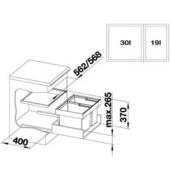 Blanco Poubelle Sous évier Flexon II 60/2, 2 Bacs 30+19 Litres -Bain Salle Produit Magasin flexon ii 60 2 521471 noir 3