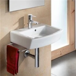 Roca Lave-mains Hall 45x38 Cm -Bain Salle Produit Magasin hall 450x380 lave main mural a327624000 1 trou perce 2 trous preperces 2