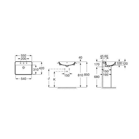 Roca Lavabo Inspira Square 55x42x12 Cm Onyx 4 Roca Lavabo Inspira Square 55x42x12 Cm Onyx – Image 2
