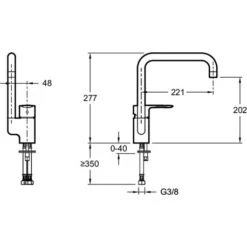 JACOB DELAFON Mitigeur Cuisine July Bec Tube Hauteur 277mm -Bain Salle Produit Magasin july e98325 cp bec tube hauteur 277mm 2