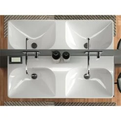 Geberit Lavabo Smyle Square 120 Cm Sans Trou Robinetterie -Bain Salle Produit Magasin lavabo jam 2 vasques 120 cm allia murale 2 cuves ref 00135610000 4