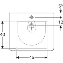 Geberit Lavabo Renova Comfort Square 65 Cm 1 Trou Percé, Sans Trop-plein