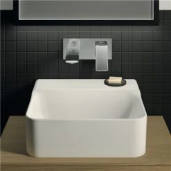 Ideal Standard Lave-mains Rectifié Conca Sans Trop-plein Et Sans Trou De Robinetterie Blanc Brillant -Bain Salle Produit Magasin lave mains t387901 sans trop plein sans trou blanc brillant 5