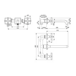 Ideal Standard Mélangeur Lavabo Mural 3 Trous Joy Neo Poignées Croix Chromé