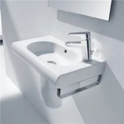 Roca Lavabo Meridian 55x32x13 Cm Blanc Brillant, Perçé à Droite -Bain Salle Produit Magasin meridian n lavabo roca a32724y000 550 mm x 320 mm x 130 mm 1 trou perce a droite 2