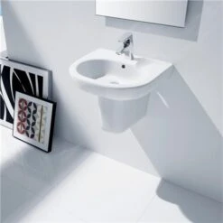 Roca Lave-mains Meridian 45x42 Cm -Bain Salle Produit Magasin meridian n lave main mural a32724500 1 trou perce 2 trous preperces 2