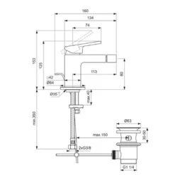 Ideal Standard Mitigeur Bidet Extra Or Brossé Avec Tirette Et Vidage Bonde Métal -Bain Salle Produit Magasin mitigeur bidet extra or brosse avec tirette et vidage bonde metal 3