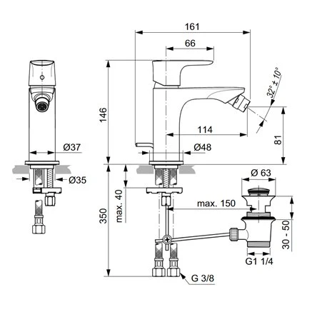 Ideal Standard Robinet Bidet Connect Air Gris Magnétique, Avec Tirette Et Vidage Bonde Métal 4 Ideal Standard Robinet Bidet Connect Air Gris Magnétique, Avec Tirette Et Vidage Bonde Métal – Image 2