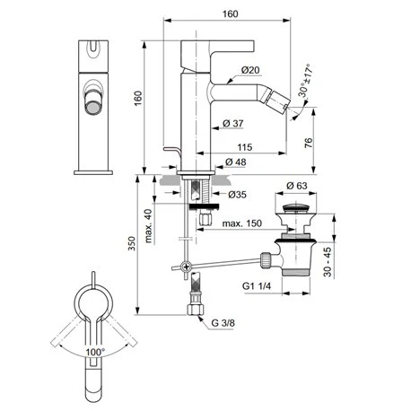 Ideal Standard Robinet Bidet Joy Gris Orage, Avec Tirette Et Vidage Bonde Métal 4 Ideal Standard Robinet Bidet Joy Gris Orage, Avec Tirette Et Vidage Bonde Métal – Image 2