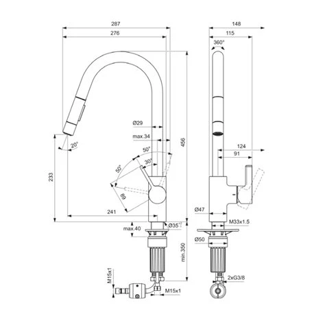 Ideal Standard Mitigeur De Cuisine Gusto Douchette Extractible 2 Jets Cuivre Brossé 8 Ideal Standard Mitigeur De Cuisine Gusto Douchette Extractible 2 Jets Cuivre Brossé – Image 6