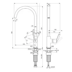 Ideal Standard Mitigeur De Cuisine Gusto Tube Carré Or Brossé -Bain Salle Produit Magasin mitigeur de cuisine gusto tube carre or brosse 5