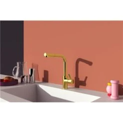 Ideal Standard Mitigeur De Cuisine Gusto Tube L 2 Jets Or Brossé -Bain Salle Produit Magasin mitigeur de cuisine gusto tube l 2 jets or brosse 2