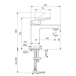 Ideal Standard Mitigeur Lavabo Extra Piccolo Or Brossé Sans Tirette Ni Vidage -Bain Salle Produit Magasin mitigeur lavabo extra piccolo or brosse sans tirette ni vidage 3