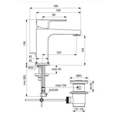 Ideal Standard Mitigeur Lavabo Grande Cerafine D Avec Tirette Et Vidage