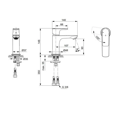 Ideal Standard Mitigeur Lavabo Monotrou Connect Air Gris Orage, Sans Tirette Ni Vidage 4 Ideal Standard Mitigeur Lavabo Monotrou Connect Air Gris Orage, Sans Tirette Ni Vidage â Image 2