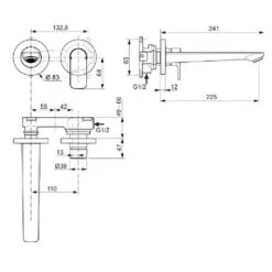 Ideal Standard Mitigeur Lavabo Mural Connect Air Gris Orage Bec 225 Mm -Bain Salle Produit Magasin mitigeur lavabo mural connect air gris orage bec 225 mm 3