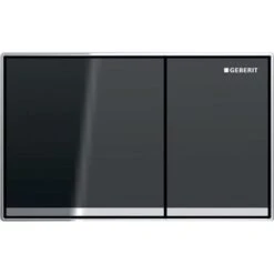 Geberit Plaque WC Omega60 Touches Gris Velouté Bandes Réfléchissantes, Cadre Chromé Brillant