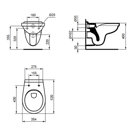 WC Suspendu Ulysse 520x354x400 Mm Abattant Frein De Chute 6 WC Suspendu Ulysse 520x354x400 Mm Abattant Frein De Chute – Image 4