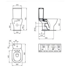 Ideal Standard WC à Poser Dama Poussoir Double 3-6 Litres -Bain Salle Produit Magasin pack wc t033601 tesi 66x36 cm 8
