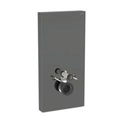 Geberit Panneau Sanitaire Monolith Plus WC Suspendu Verre Gris Velouté / Aluminium Chromé Noir 101 Cm