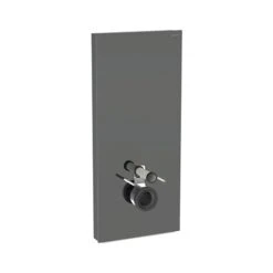 Geberit Panneau Sanitaire Monolith Plus WC Suspendu Verre Gris Velouté / Aluminium Chromé Noir 114 Cm