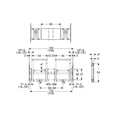 Geberit Plaque De Montage Lavabo 2 Robinetterie D'écoulement 120 - 135 Cm 4 Geberit Plaque De Montage Lavabo 2 Robinetterie D'écoulement 120 - 135 Cm – Image 2