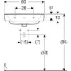 Geberit Lavabo Renova Plan 60 Cm 1 Trou Robinetterie Et 1 Trop-plein -Bain Salle Produit Magasin prima de 50 cm avec trop plein de longueur 50 cm ref 00131400000