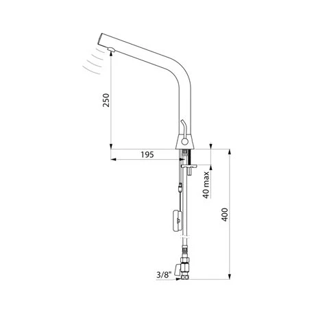 Mitigeur Lavabo Sur Vasque Brossé H250mm Par Piles 475006 4 Mitigeur Lavabo Sur Vasque Brossé H250mm Par Piles 475006 – Image 2