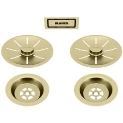 Blanco Set De 2 Bondes 203477 Satin Gold Pour Cuve Double
