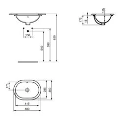 Ideal Standard Vasque Connect 48x35 Cm à Encastrer Par-dessous -Bain Salle Produit Magasin vasque connect e504601 48x35 cm a encastrer par dessous 2