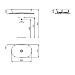 Ideal Standard Vasque Ipalyss Soie Blanche 60x38 Cm Sans Trop Plein Et Sans Plage De Robinetterie -Bain Salle Produit Magasin vasque ipalyss e1396v1 soie blanche 60x38 cm sans trop plein et sans plage de robinetterie 1