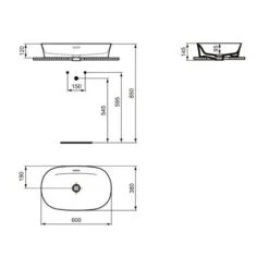 Ideal Standard Vasque Ipalyss Grenade 60x38 Cm Avec Trop Plein Et Sans Trou De Robinetterie