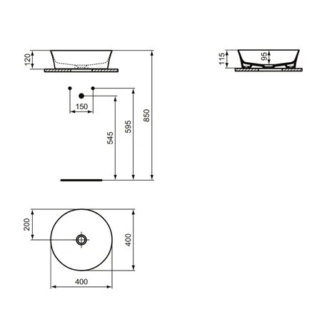 Ideal Standard Vasque Ipalyss Gris Ardoise Ø40 Cm Sans Trop Plein Et Sans Plage De Robinetterie 3 Ideal Standard Vasque Ipalyss Gris Ardoise Ø40 Cm Sans Trop Plein Et Sans Plage De Robinetterie