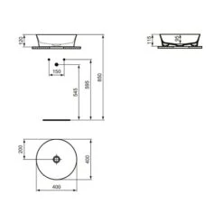Ideal Standard Vasque Ipalyss Vision Ø40 Cm Sans Trop Plein Et Sans Plage De Robinetterie