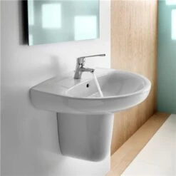 Roca Lave-mains Victoria 45x34 Cm -Bain Salle Produit Magasin victoria blanc 450x340 lave main mural blanc ou pergamon a325314005 2 trous preperces et 1 trou perce blanc 2