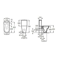 Roca WC à Poser The Gap Round Alim. Par Dessous, 37x79x65,5 Cm -Bain Salle Produit Magasin wc a poser the gap round evacuation duale 37x79x655 cm 3