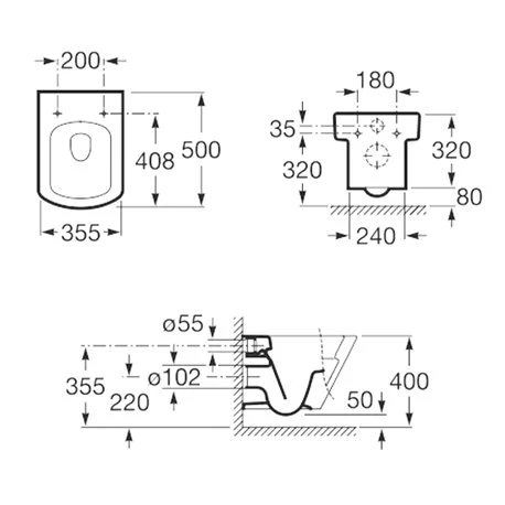 Roca WC Suspendu Hall Blanc Avec Abattant Frein De Chute 4 Roca WC Suspendu Hall Blanc Avec Abattant Frein De Chute – Image 2