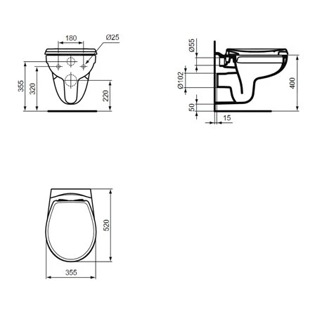WC Suspendu Matura 520x355x355 Mm Sans Bride 4 WC Suspendu Matura 520x355x355 Mm Sans Bride – Image 2